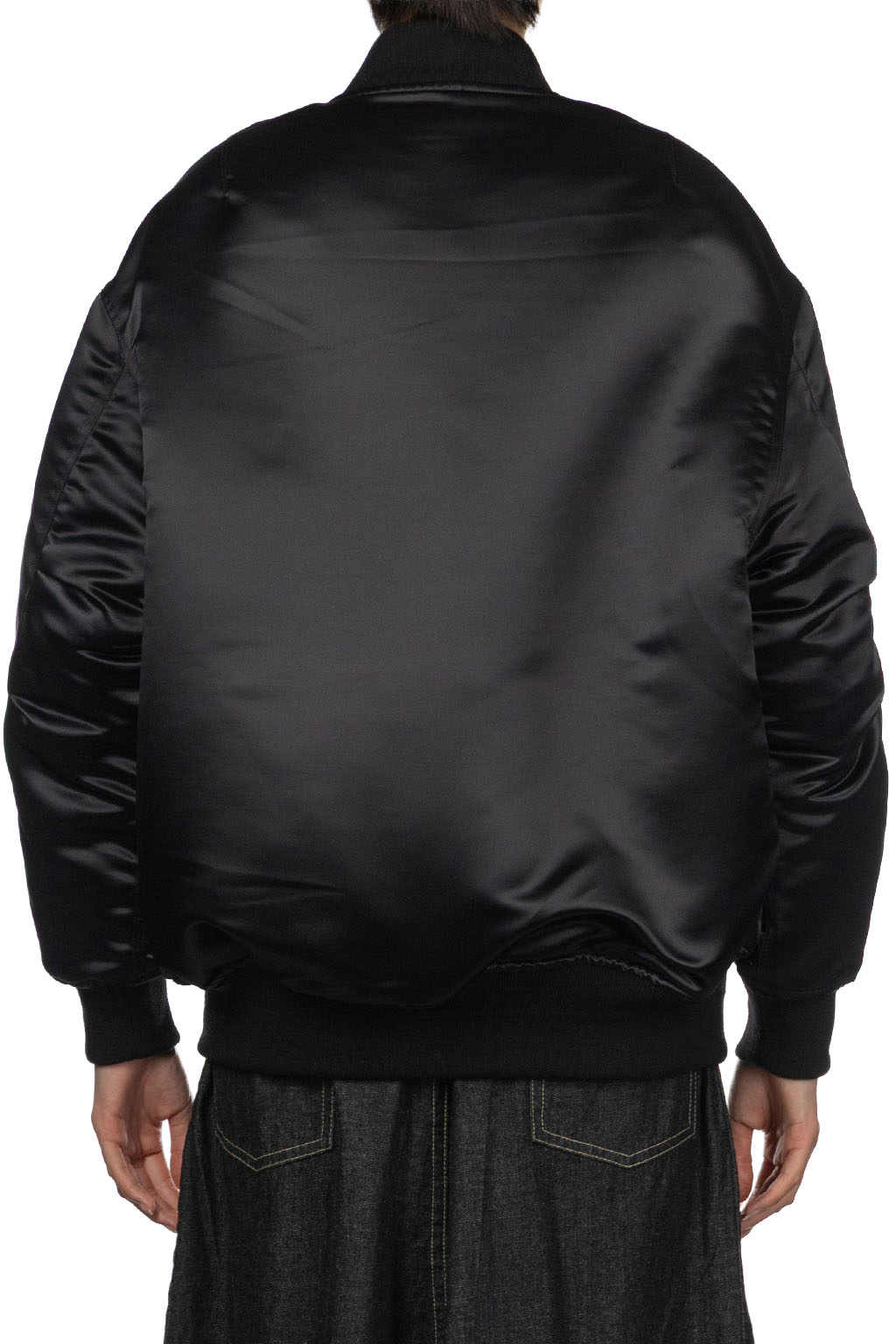 Manon - Heavy Satin Flight Jacket - Black